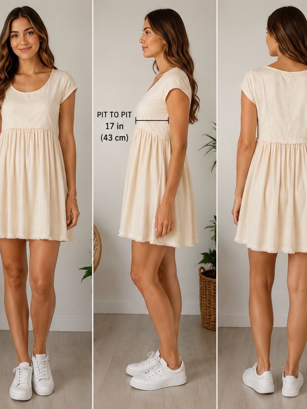 Khoo Fulla Women’s Cream Ivory Short Sleeve Babydoll Dress Size XS